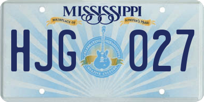 MS license plate HJG027