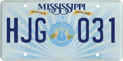 MS license plate HJG031