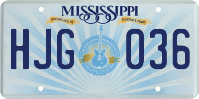 MS license plate HJG036