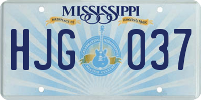 MS license plate HJG037