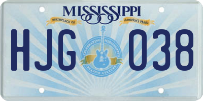 MS license plate HJG038