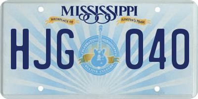 MS license plate HJG040