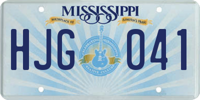 MS license plate HJG041