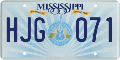 MS license plate HJG071
