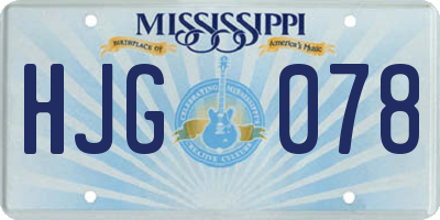 MS license plate HJG078