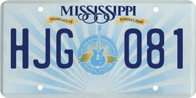 MS license plate HJG081