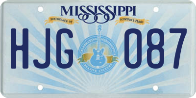 MS license plate HJG087