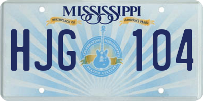 MS license plate HJG104