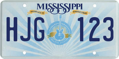 MS license plate HJG123