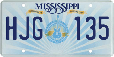 MS license plate HJG135