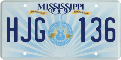 MS license plate HJG136
