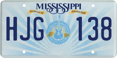 MS license plate HJG138