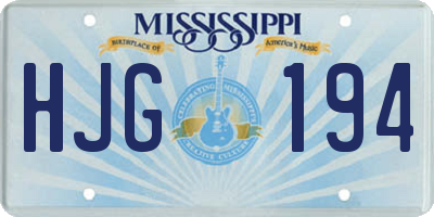 MS license plate HJG194