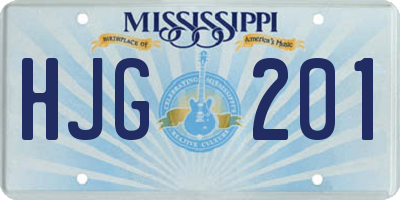 MS license plate HJG201