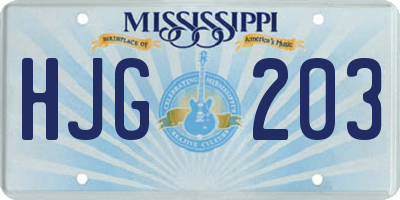 MS license plate HJG203