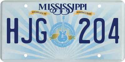 MS license plate HJG204