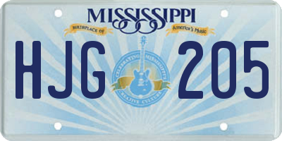 MS license plate HJG205