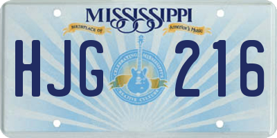 MS license plate HJG216