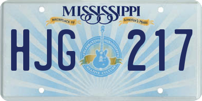 MS license plate HJG217