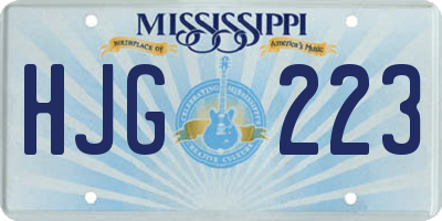 MS license plate HJG223