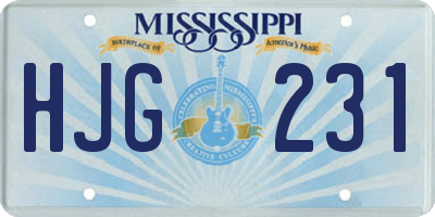 MS license plate HJG231
