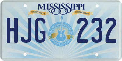 MS license plate HJG232