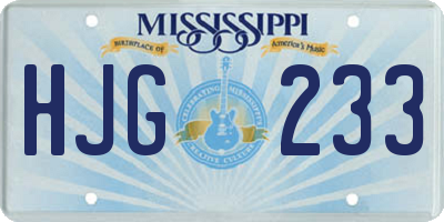 MS license plate HJG233