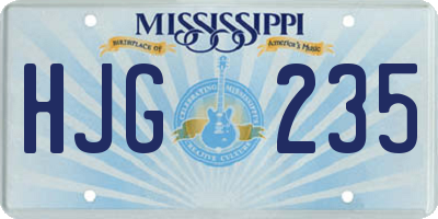 MS license plate HJG235