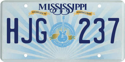 MS license plate HJG237