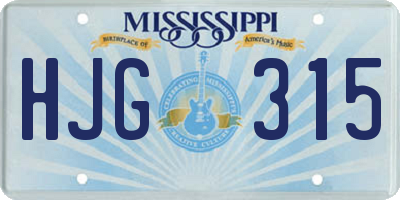 MS license plate HJG315