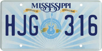 MS license plate HJG316