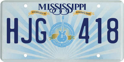 MS license plate HJG418