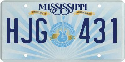 MS license plate HJG431