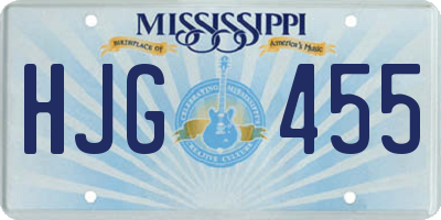 MS license plate HJG455