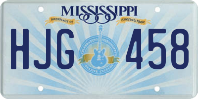 MS license plate HJG458