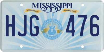 MS license plate HJG476