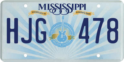 MS license plate HJG478