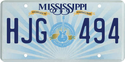 MS license plate HJG494