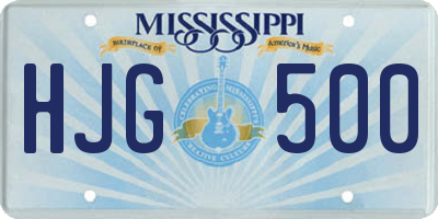 MS license plate HJG500