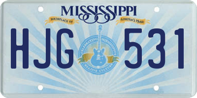 MS license plate HJG531
