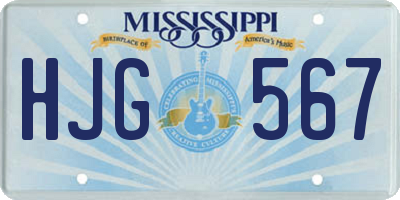 MS license plate HJG567