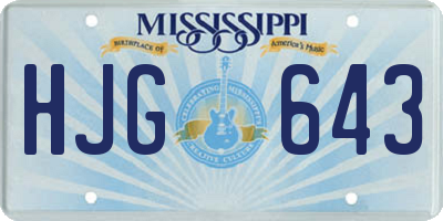 MS license plate HJG643
