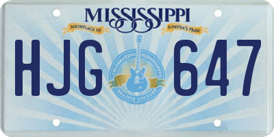 MS license plate HJG647