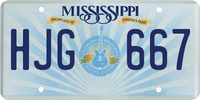 MS license plate HJG667