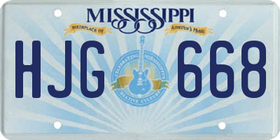 MS license plate HJG668