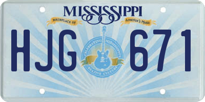 MS license plate HJG671