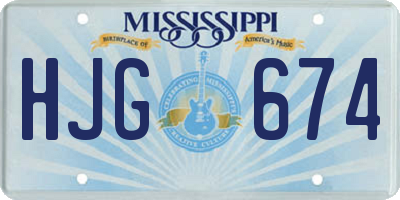 MS license plate HJG674