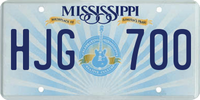 MS license plate HJG700