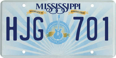 MS license plate HJG701