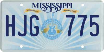 MS license plate HJG775